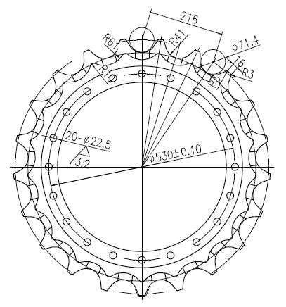 Hitachi ZAX350 excavator sprocket